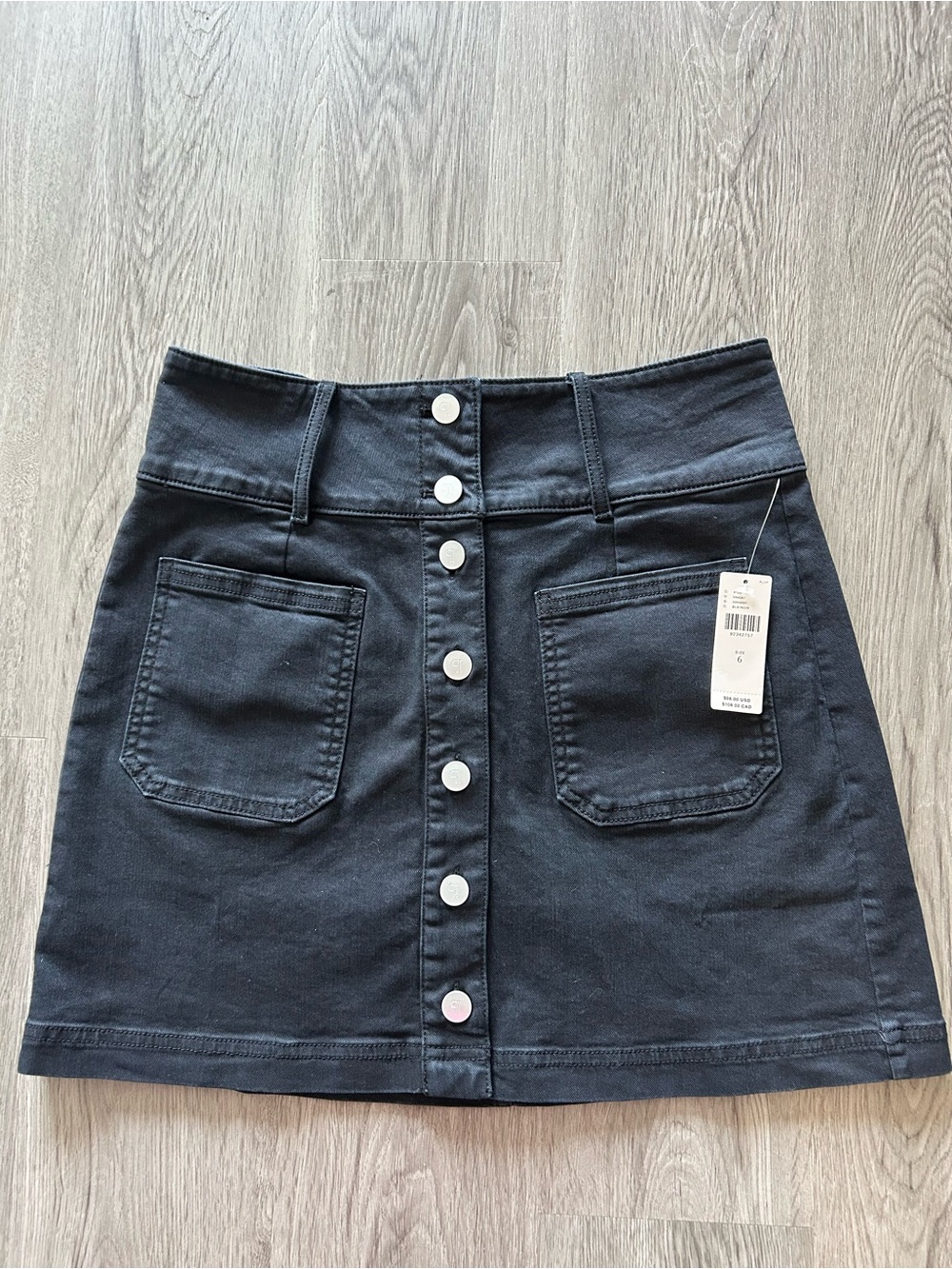 Dark Denim Skirt from Anthropology with Button-Front and Pockets